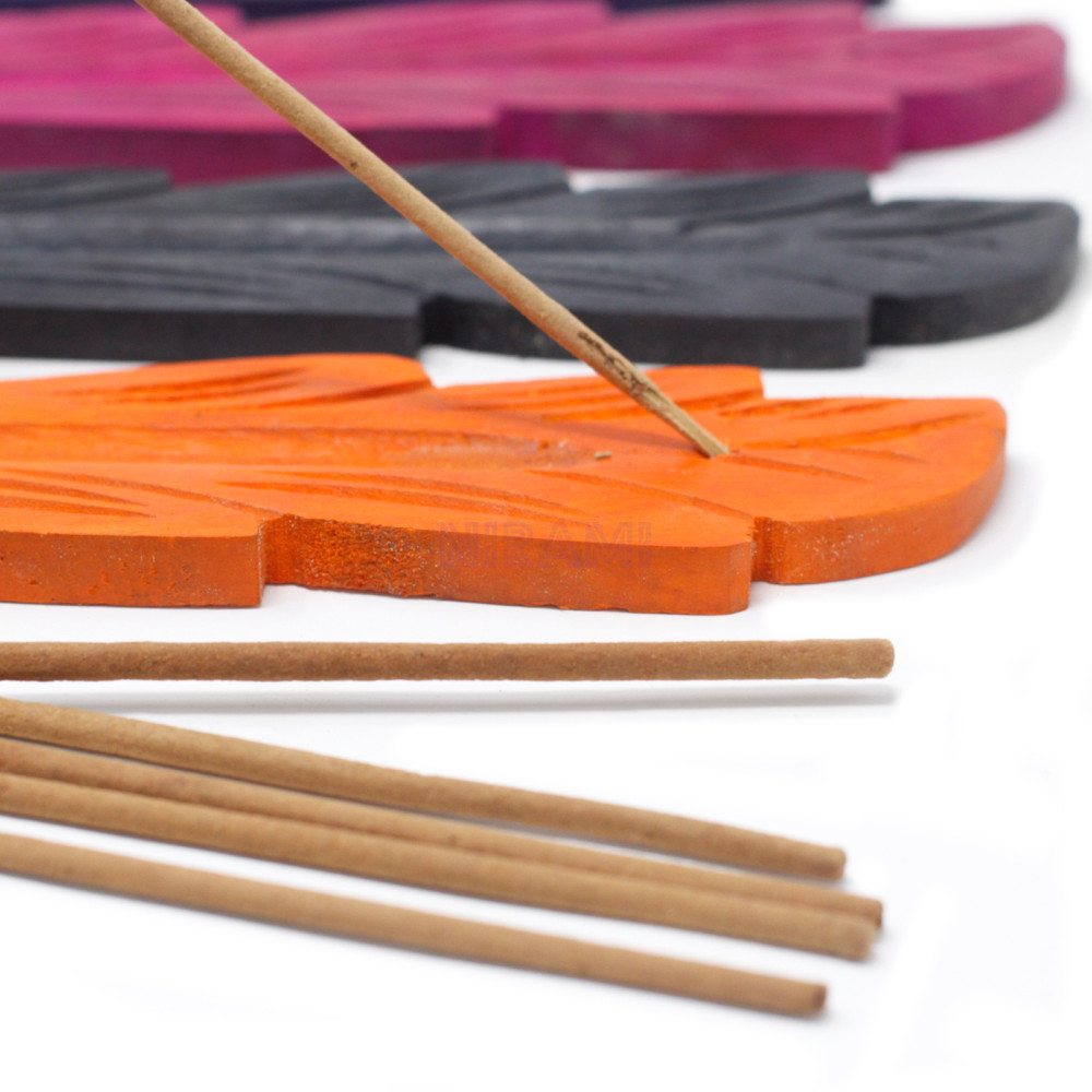 Porta incenso de Color Hoja 10" - Madera de Mango