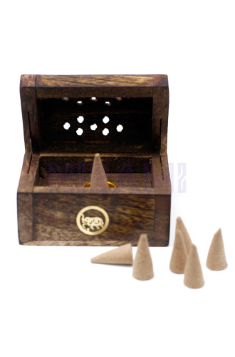 Mini caja de humo de cono de incienso - Madera de mango