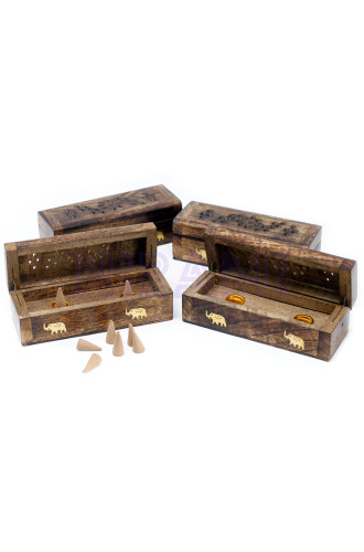 Caja de humo de cono de incienso 6" - Madera de mango