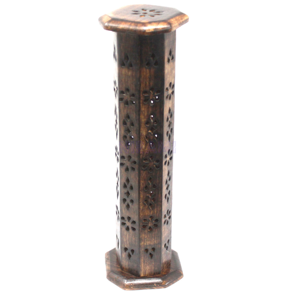 Mango Wood Hexagonal Incense Tower