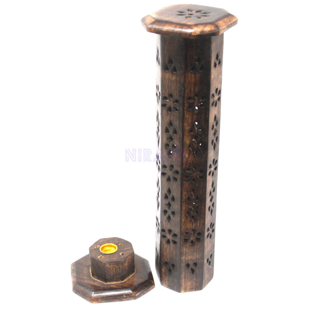 Mango Wood Hexagonal Incense Tower