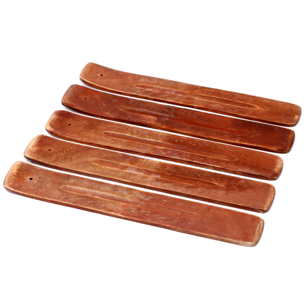Porta Incienso de Madera de Mango Tallado 10"