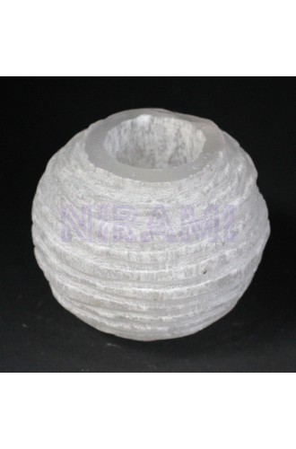 Candelero Selenite Bola de Nieve- 8 cm