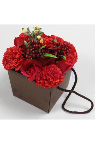 Bouquet Flores Jabón-Rosas Rojas y clavel
