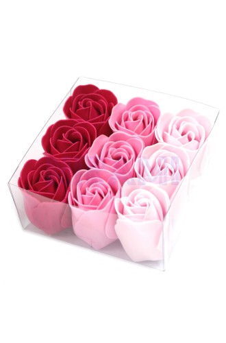Set de 9 flores de Jabón - rosas rosa