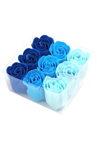 Set de 9 flores de Jabón - rosas azul