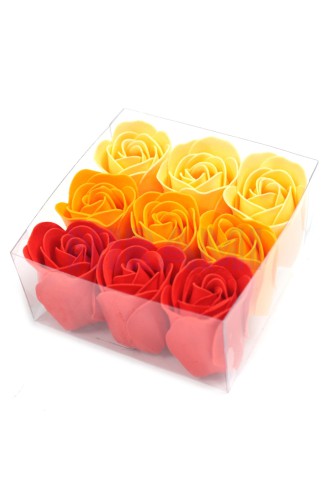 Set de 9 flores de Jabón - rosas melocotón