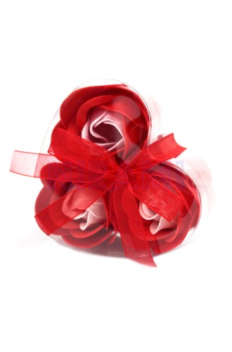 Set de 3 flores de Jabón caja corazón - Rosas Rojas
