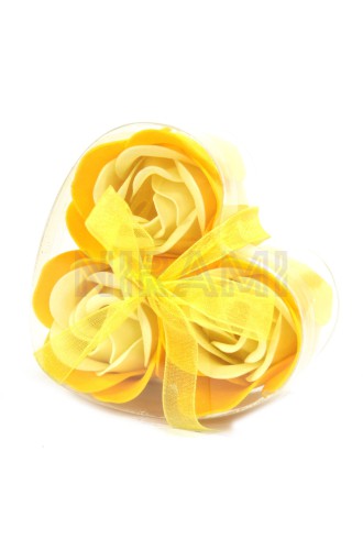 Set de 3 flores de Jabón caja corazón - rosas primavera