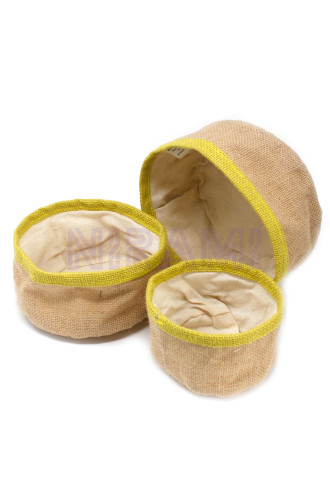 Conjunto de 3 cestas de yute natural - Oliva