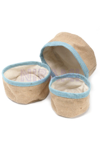 Conjunto de 3 cestas de yute natural - Verde azulado