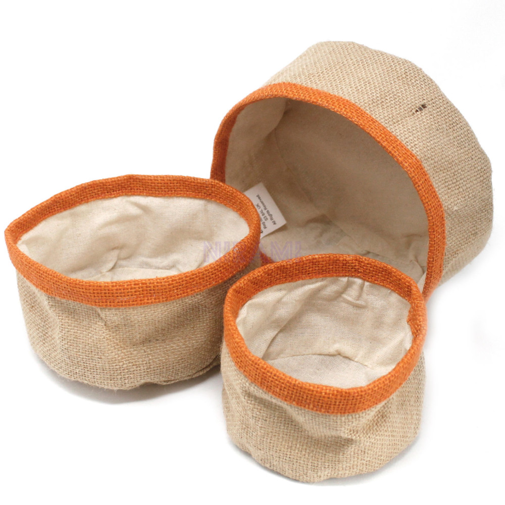 Conjunto de 3 cestas de yute natural - Cúrcuma
