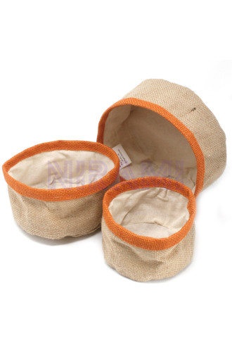 Conjunto de 3 cestas de yute natural - Cúrcuma