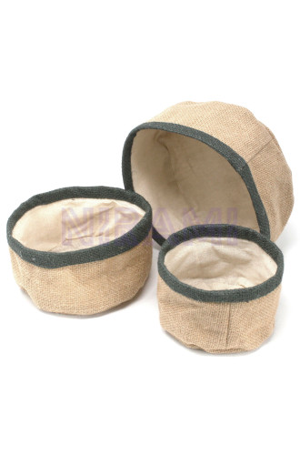 Conjunto de 3 cestas de yute natural - Carbón