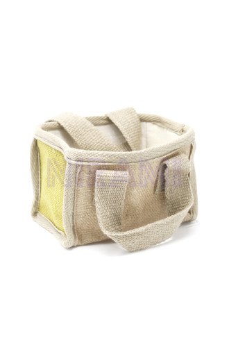 Cesta pequeña de yute - 16x10x12cm - Amarillo