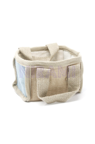 Cesta pequeña de yute - 16x10x12cm - Azul