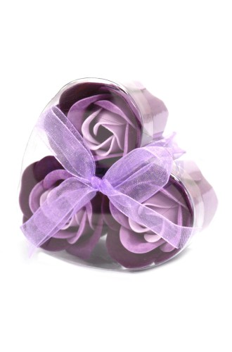Set de 3 flores de Jabón caja corazón - rosas lavanda