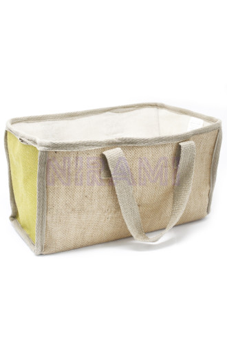 Cesta grande de yute - 33x18x20cm - Amarillo