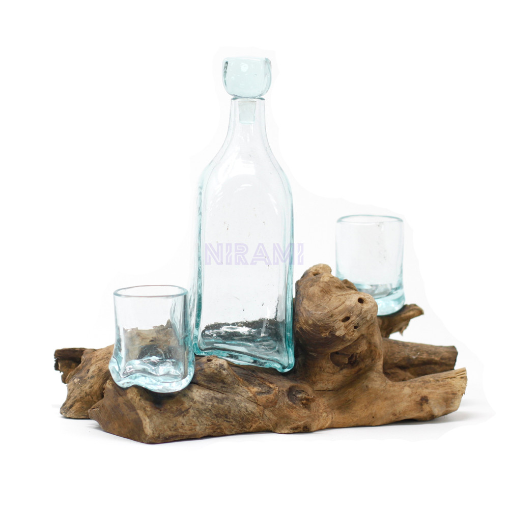 Vidrio Fundido Sobre Madera - Set Whisky
