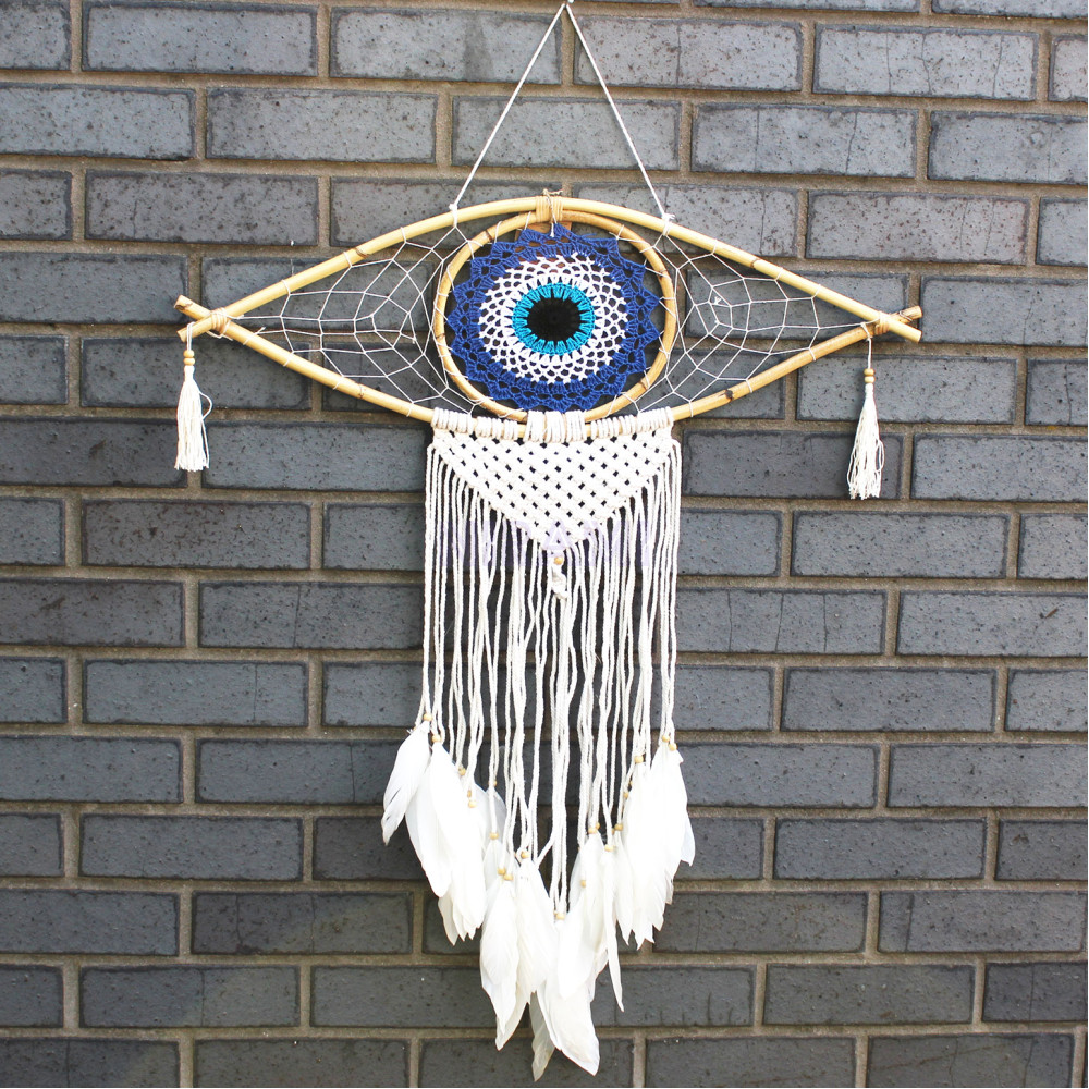 Atrapasueños - Lrg Macramé Mal de Ojo Azul / Blanco / Negro