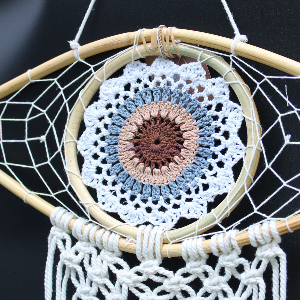 Atrapasueños Protección - Med Macramé Eye Blanco / Gris / Marrón