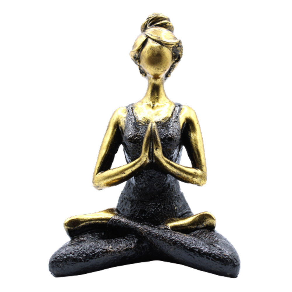 Figura Mujer Yoga - Bronce y Negro 24cm