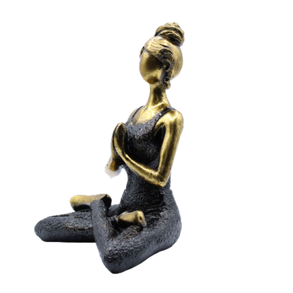 Figura Mujer Yoga - Bronce y Negro 24cm