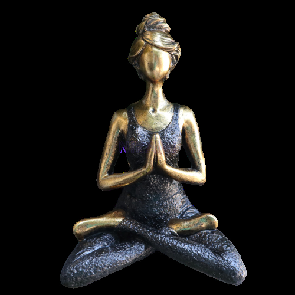 Figura Mujer Yoga - Bronce y Negro 24cm