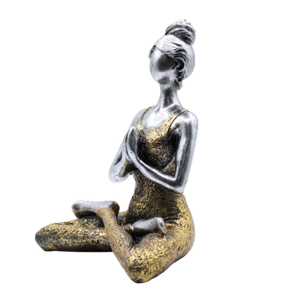 Figura Mujer Yoga - Plata y Oro 24cm