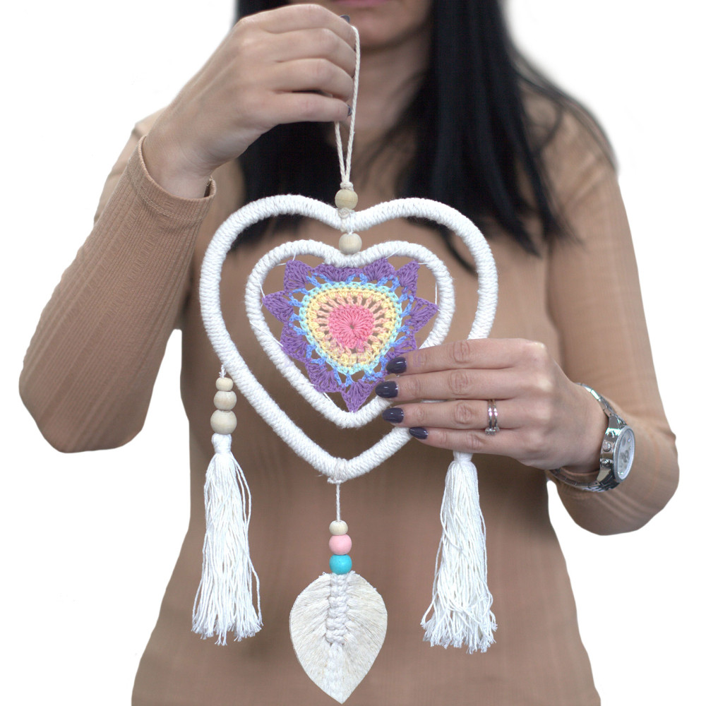 Atrapasueños de Bali - Corazón Multicolor Mediano