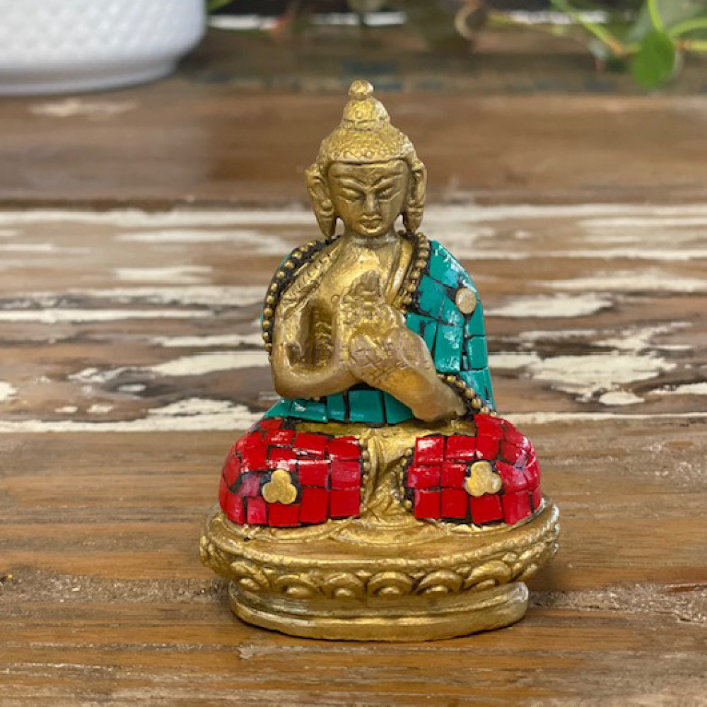 Figura de Buda de Latón - Manos Arriba - 7.5 cm