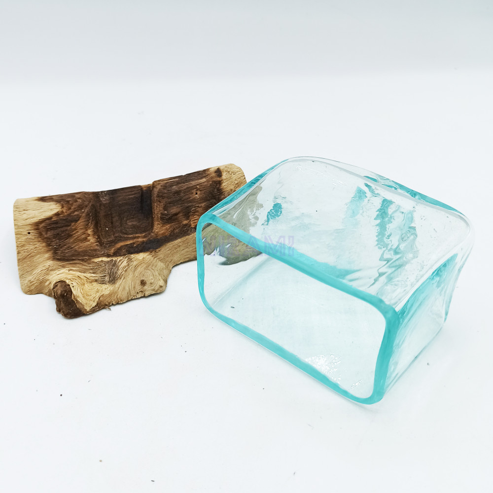 Molten Glass Tank on Wood with Stand - Small Bowl