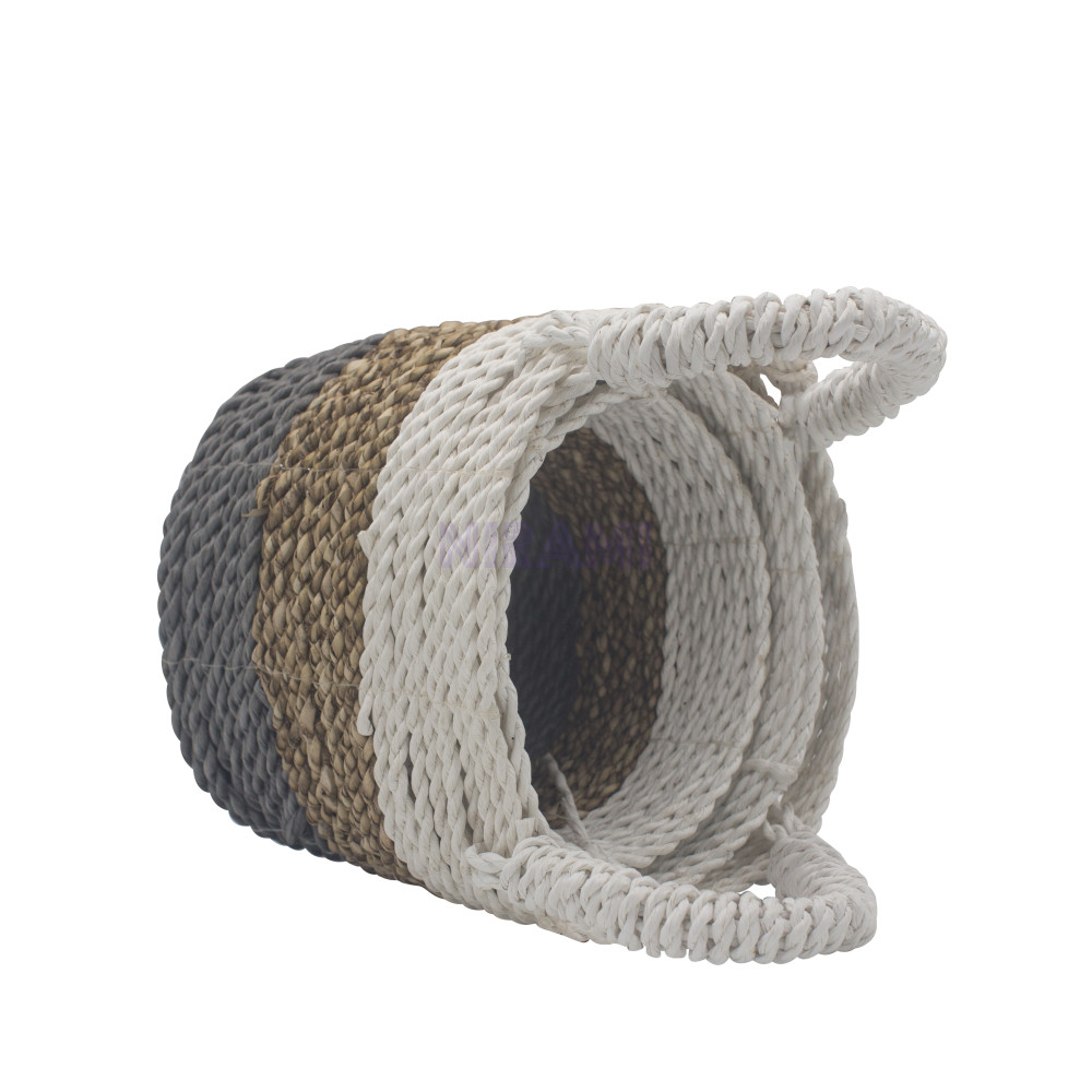 Juego de cestas de algas marinas - Gris / Natural / Blanco