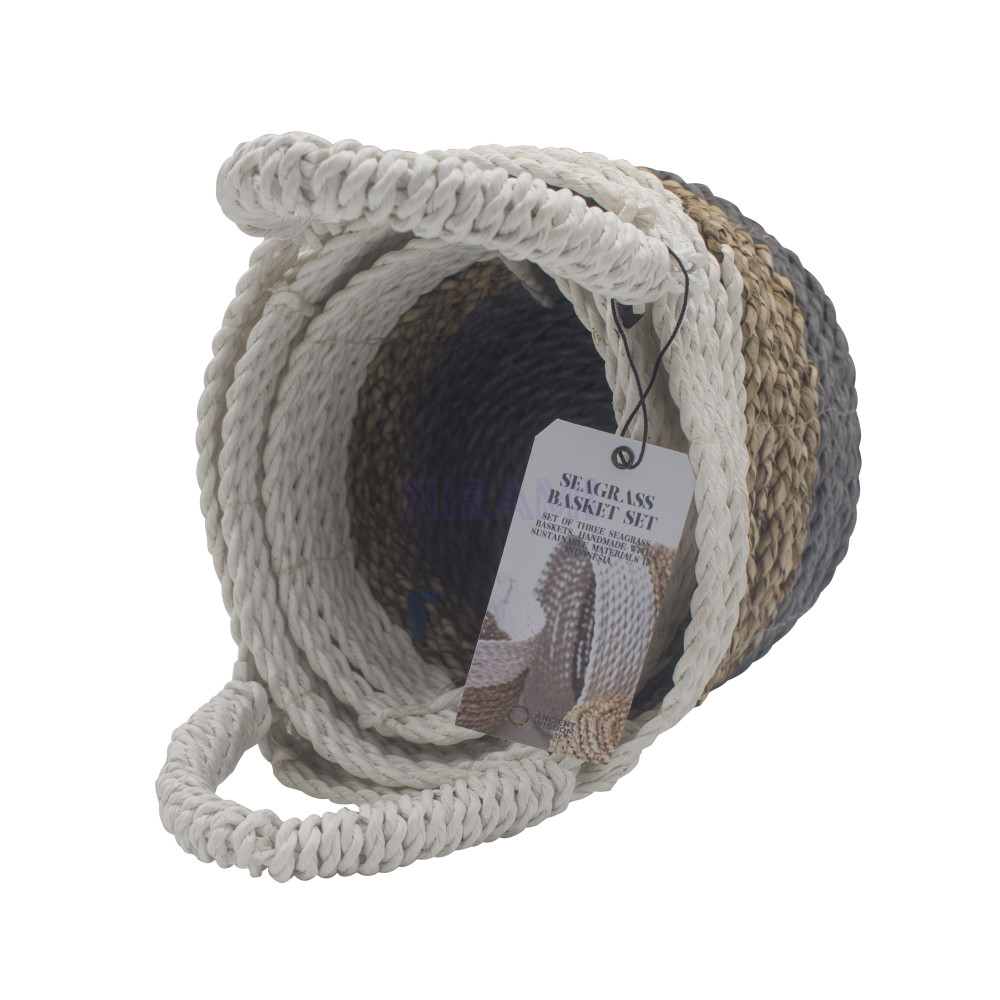 Juego de cestas de algas marinas - Gris / Natural / Blanco