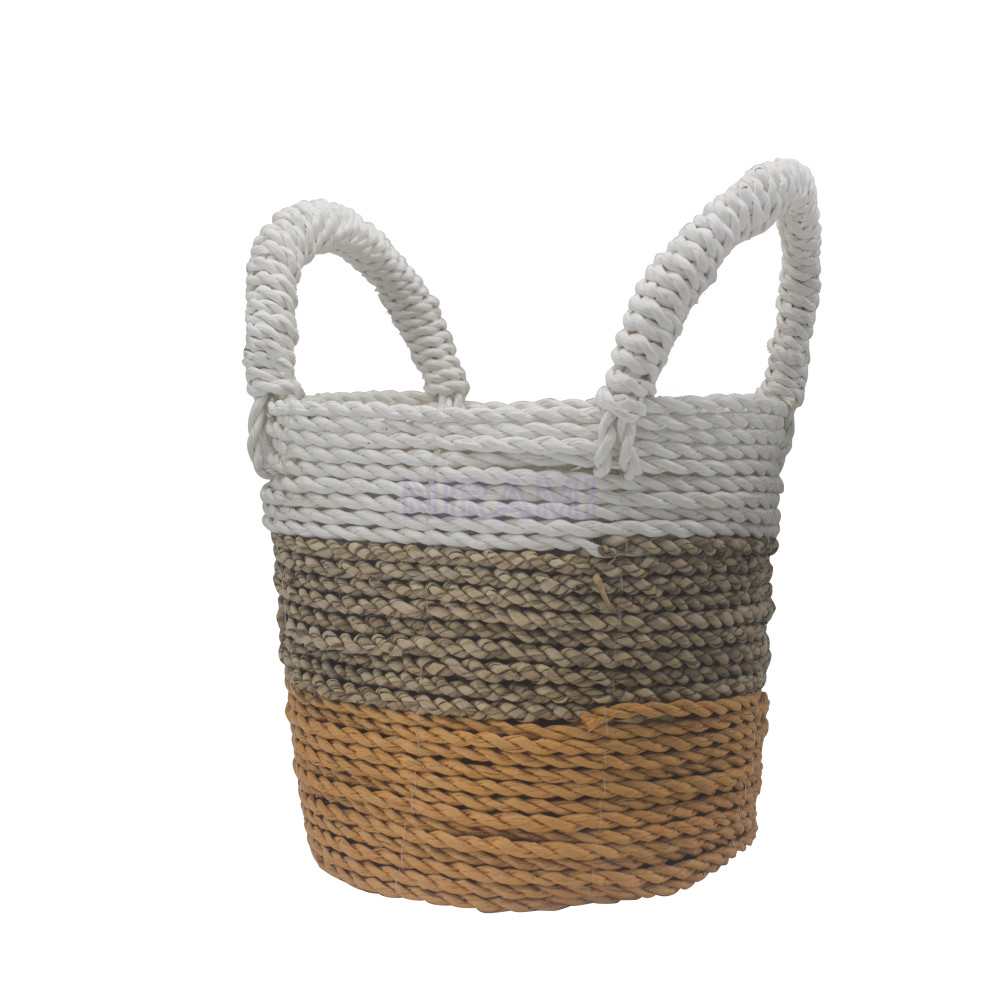 Juego de cestas de algas marinas - Naranja/Natural/Blanco