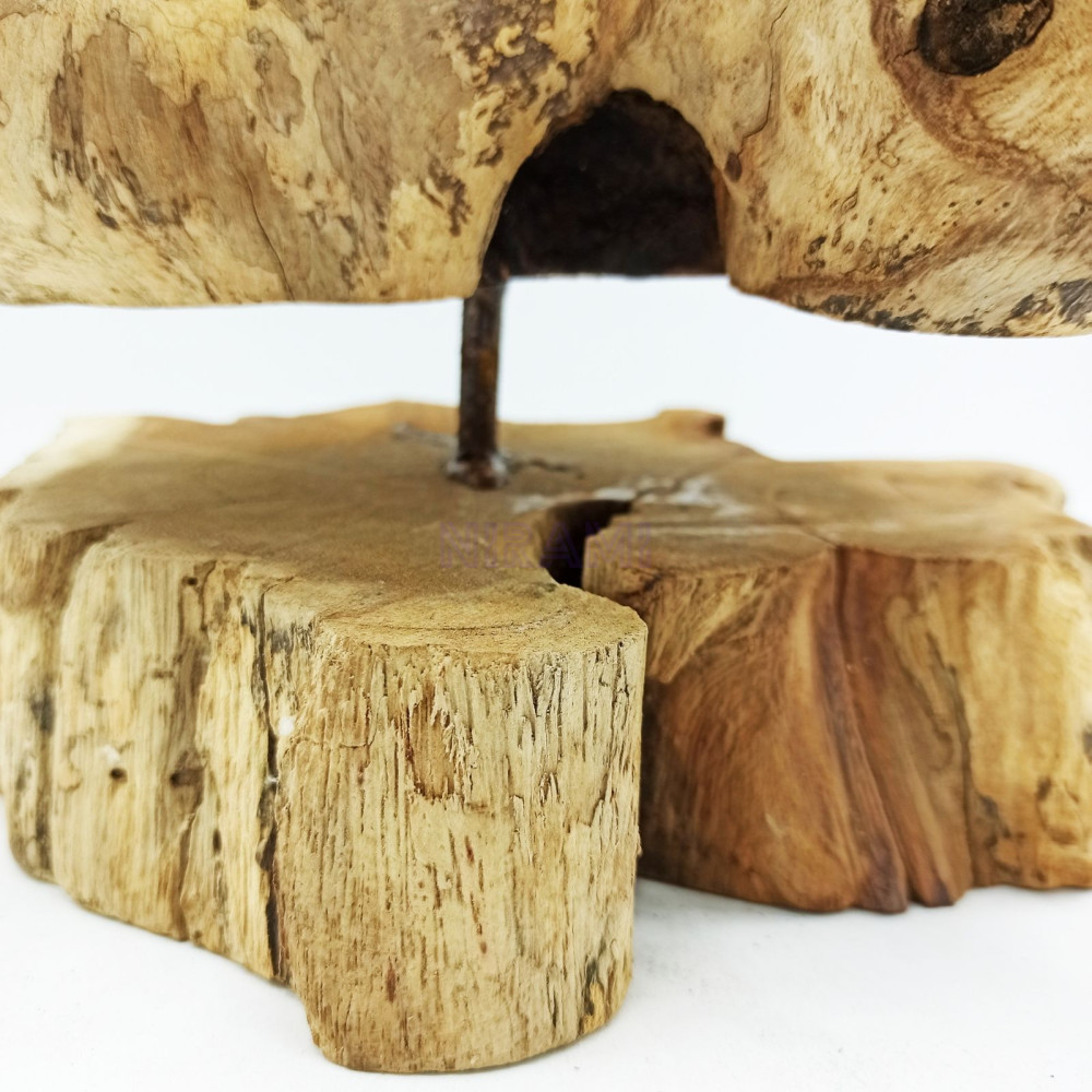 Vidrio fundido sobre madera con soporte - Cuenco grande