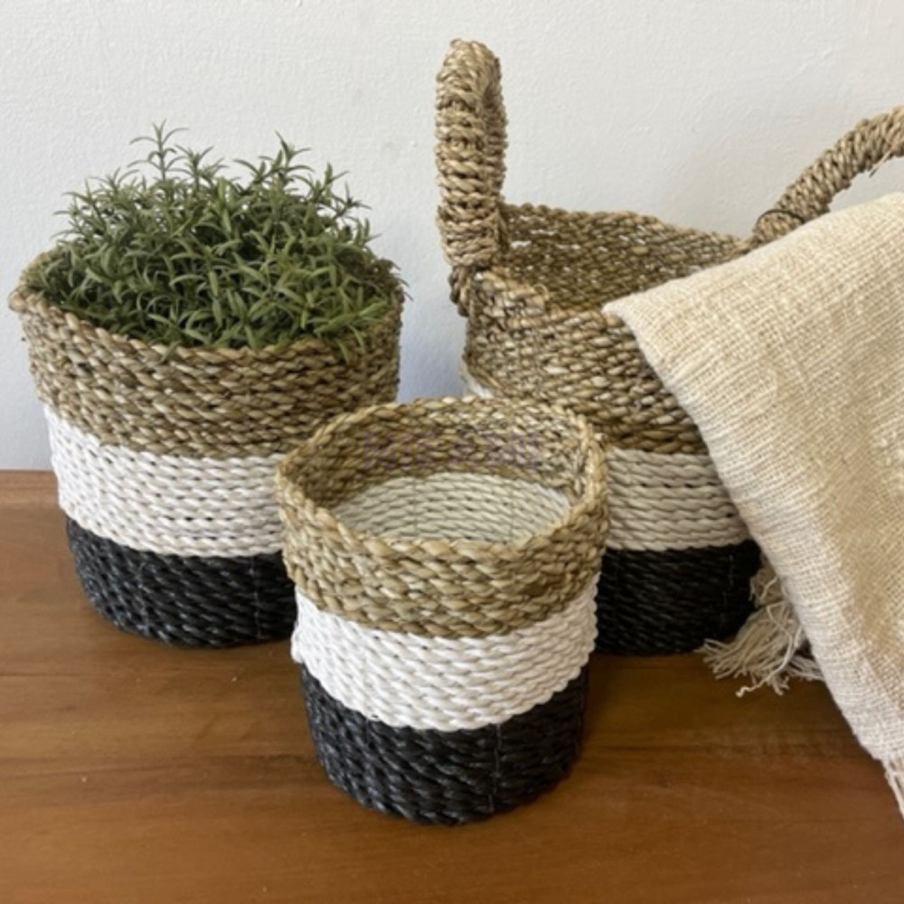 Juego de cestas de algas marinas - Gris oscuro / Blanco / Natural