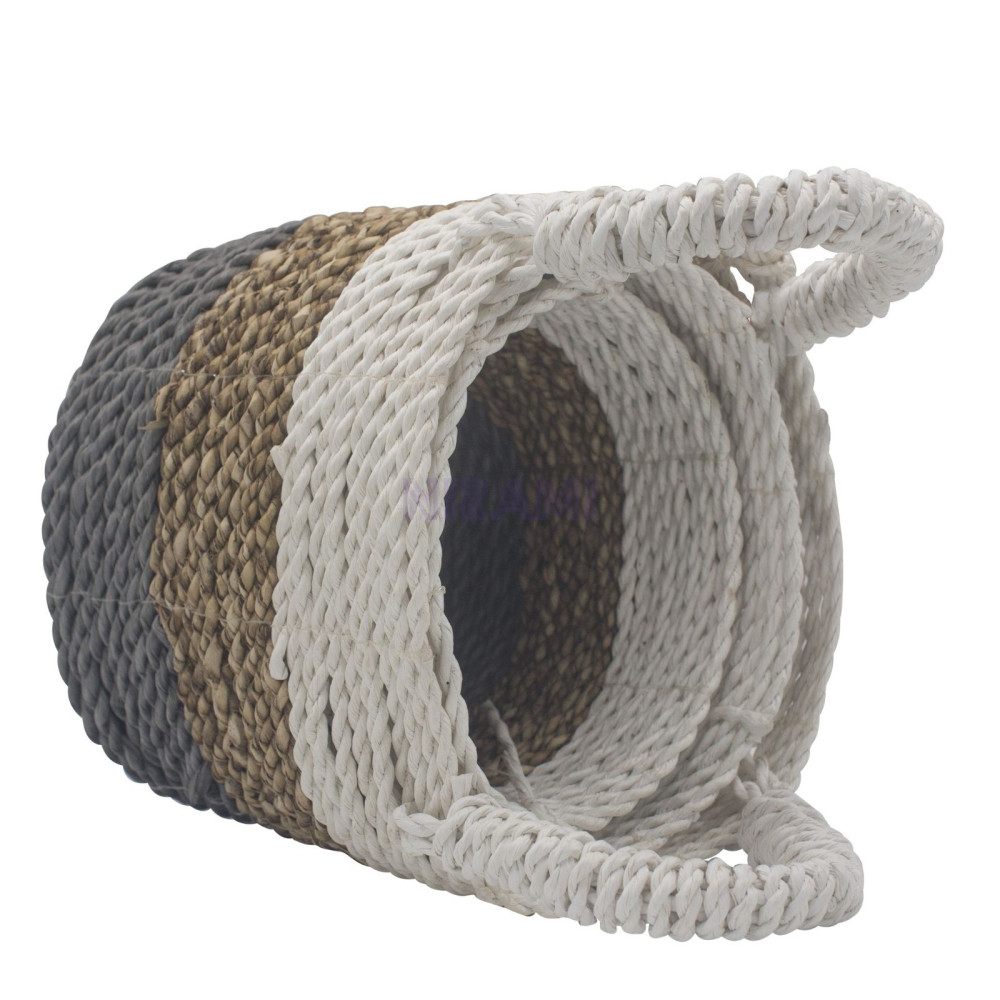 Juego de cestas de algas marinas - Gris / Natural / Blanco