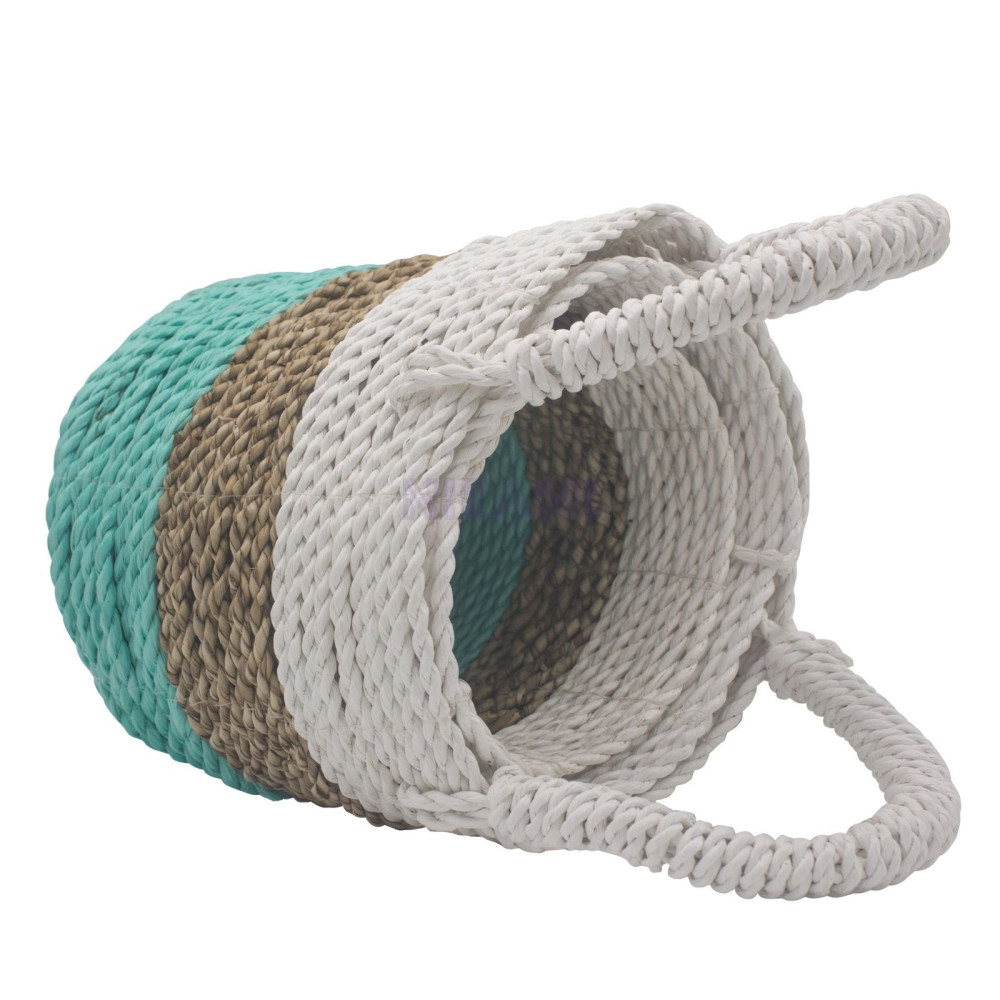 Juego de cestas de algas marinas - Verde/Natural/Blanco