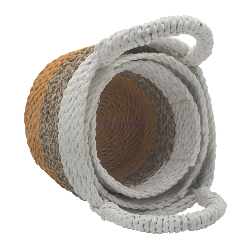 Juego de cestas de algas marinas - Naranja/Natural/Blanco