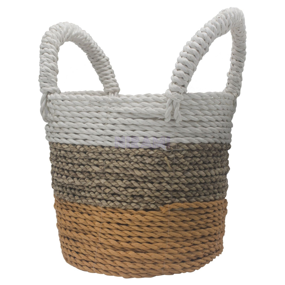 Juego de cestas de algas marinas - Naranja/Natural/Blanco