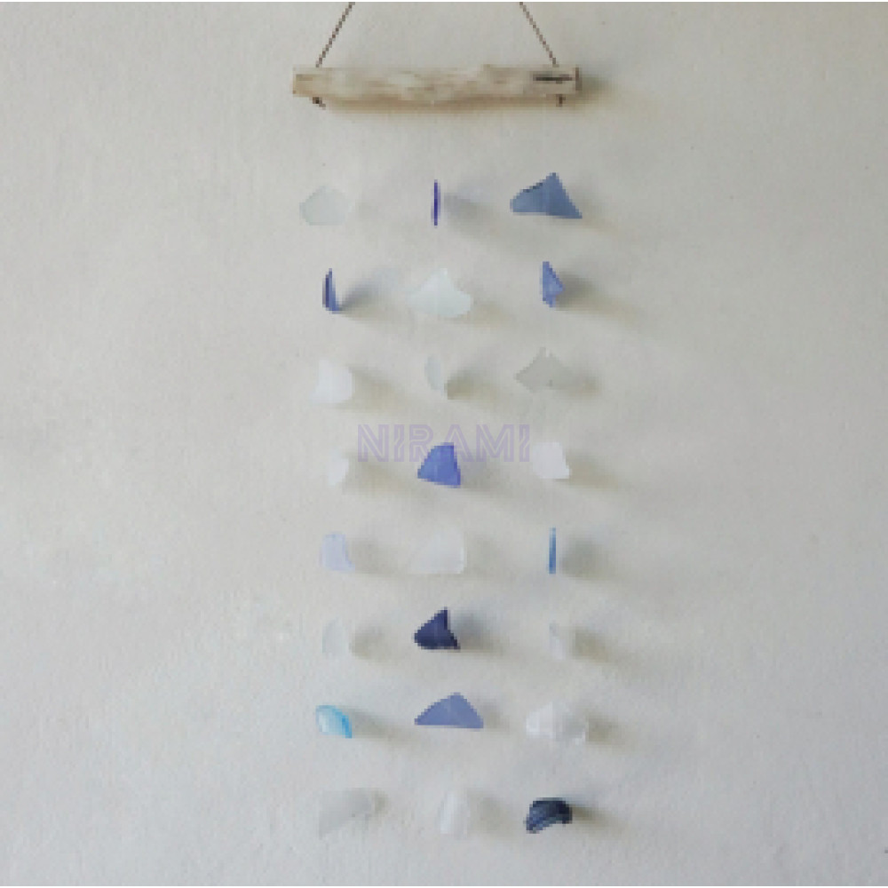 Three Drop Wind Chime - Blue & White