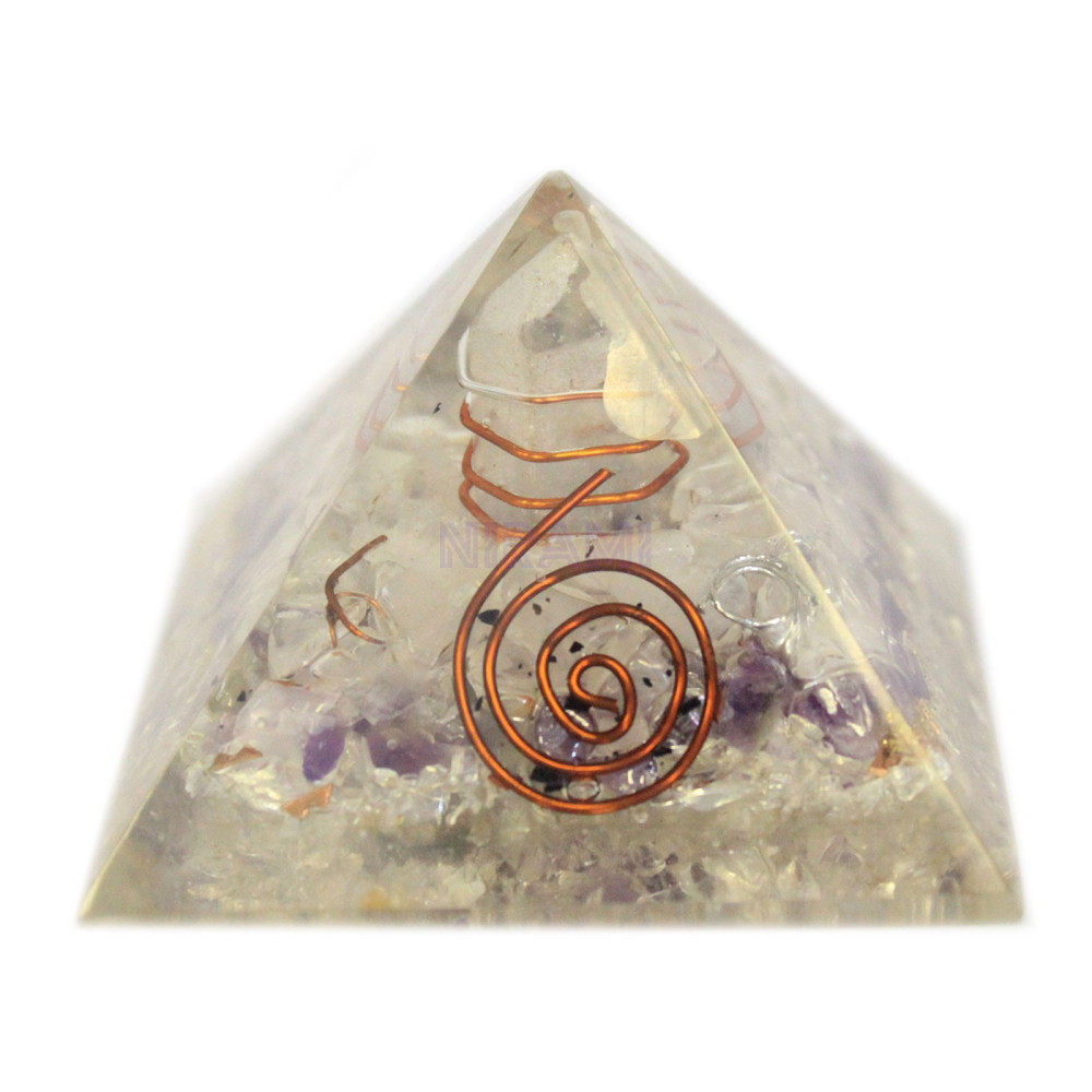Gemchips y Cobre Med. Orgonita Pirámide 55mm