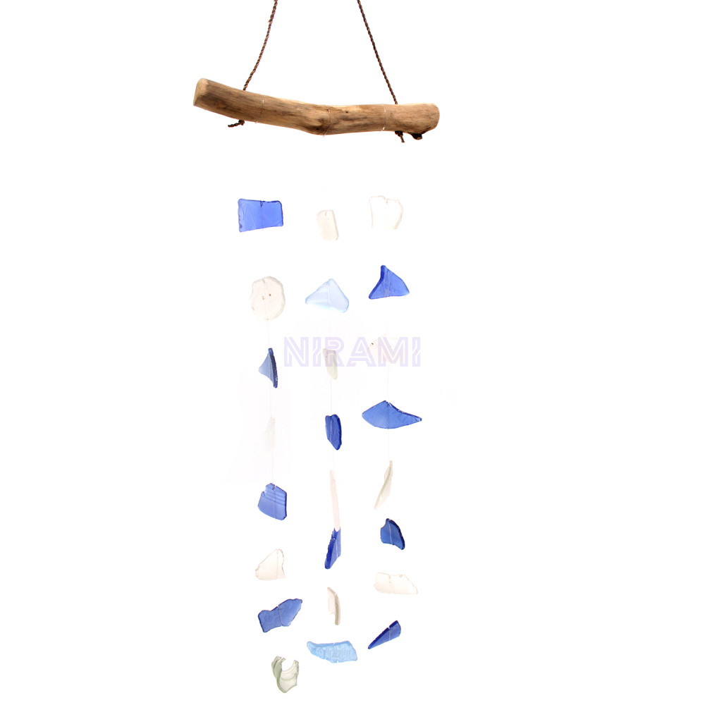 Three Drop Wind Chime - Blue & White