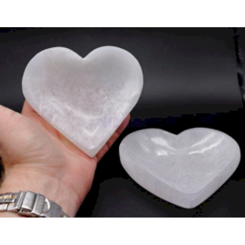 Cuenco de corazón de selenita - 15cm
