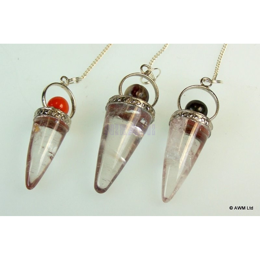 Péndulos especiales - Cono de cristal de roca y anillo de plata - Surtido