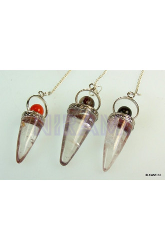 Péndulos especiales - Cono de cristal de roca y anillo de plata - Sur…