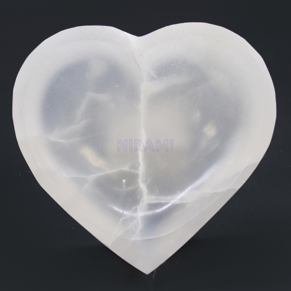 Cuenco de corazón de selenita - 15cm
