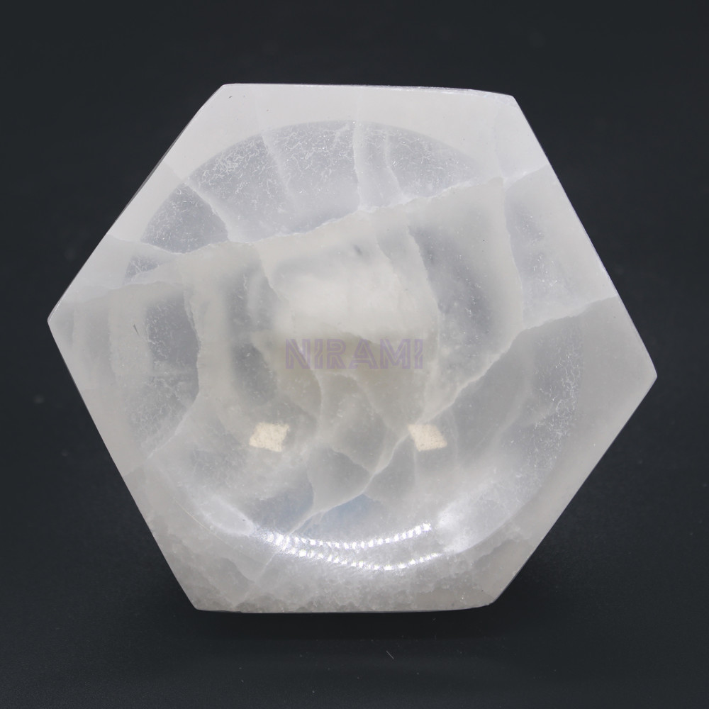 Cuenco hexagonal de selenita - 10cm