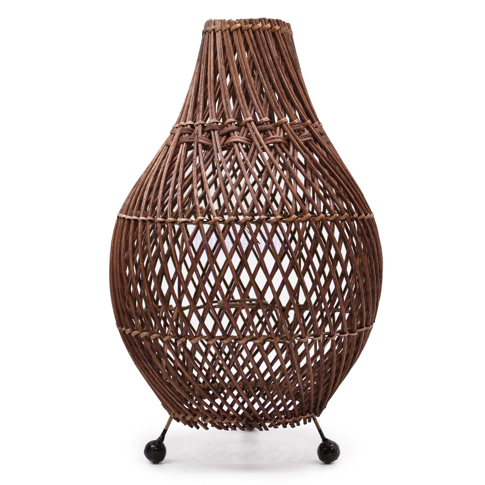 Lampara de Mesa de mimbre - Marrón Oscuro